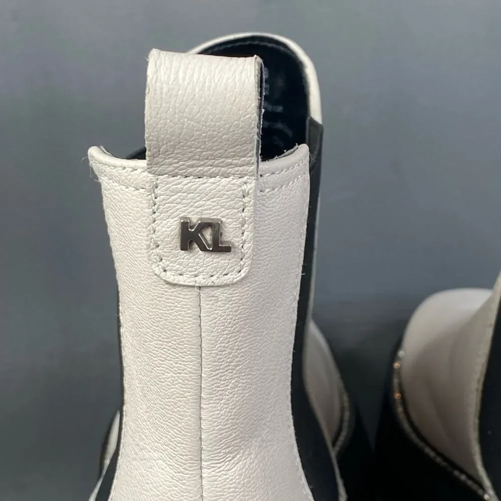 Karl Lagerfeld Paris Women's Classic Mayde Leather Lug-Sole Ankle Boot size  9.5 - Picture 4 of 11